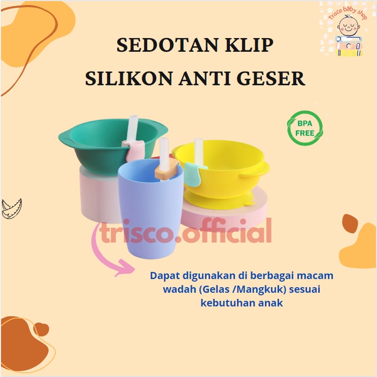 Sedotan Klip Straw and Clip Anak Silikon Elastis Anti Geser Anti Tumpah