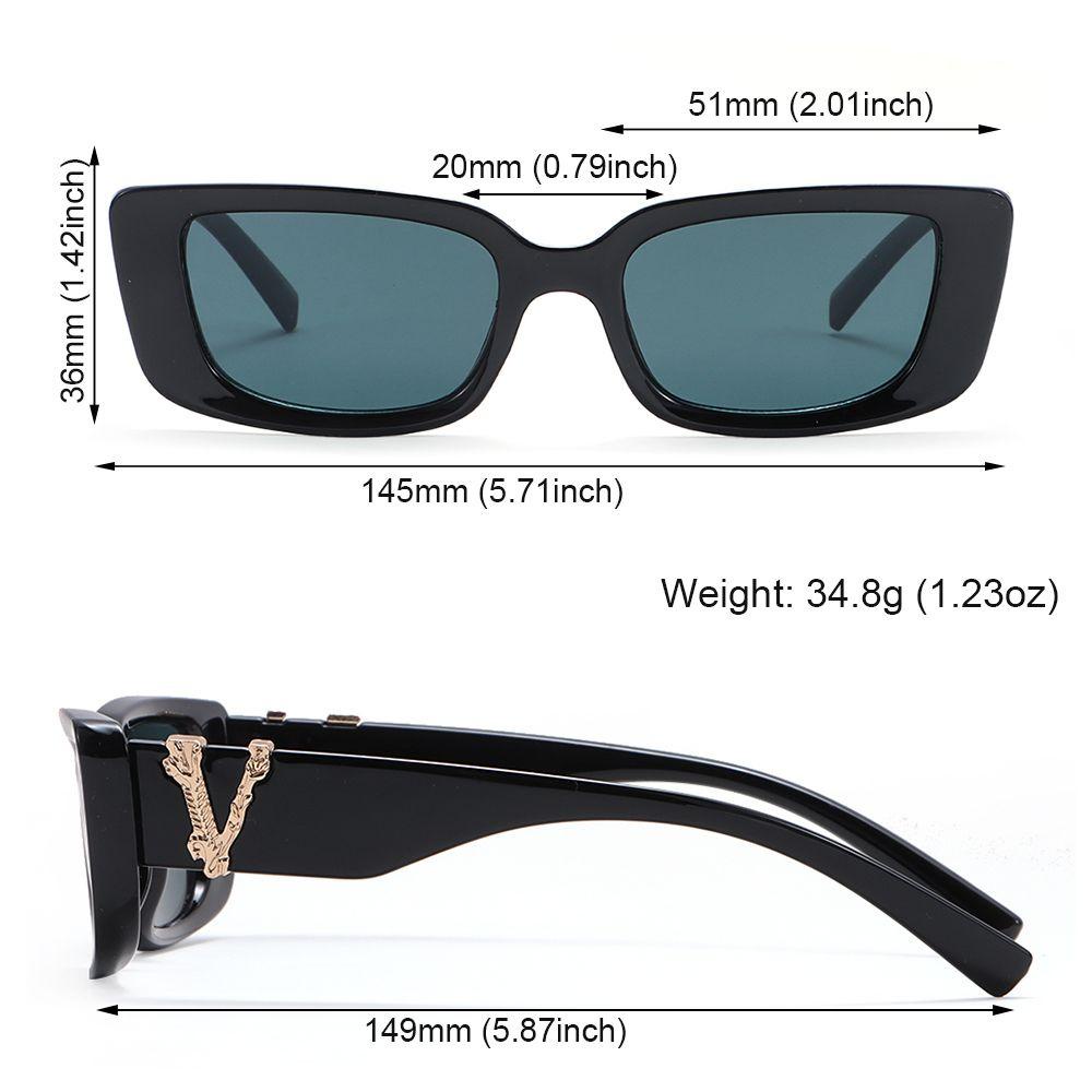 Nanas Mata Kucing Kacamata Hitam Wanita Jalan Perlindungan UV400 Eyewear Rectangle