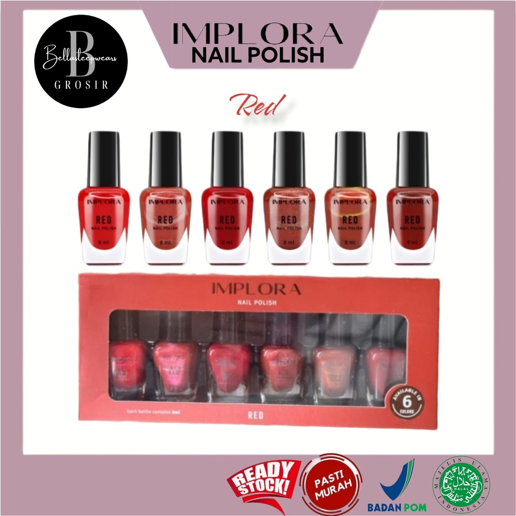 IMPLORA NAIL POLISH NUDE | KUTEK CAT PEWARNA KUKU CANTIK BPOM - CLEAR RED NUDE WONDER