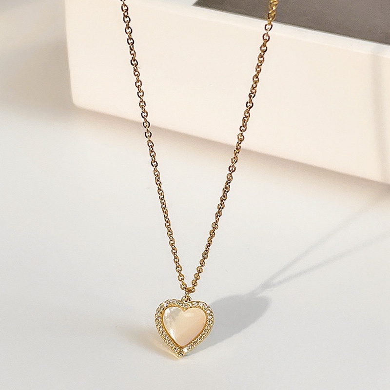 Kalung Rantai Liontin Opal Bentuk Hati Lapis Emas 14k Untuk Wanita