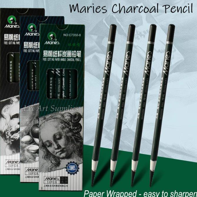 

Maries Charcoal Pencil Satuan C7350 (Pensil Arang) / Paper Wrapped lix52 Kualitas Baik
