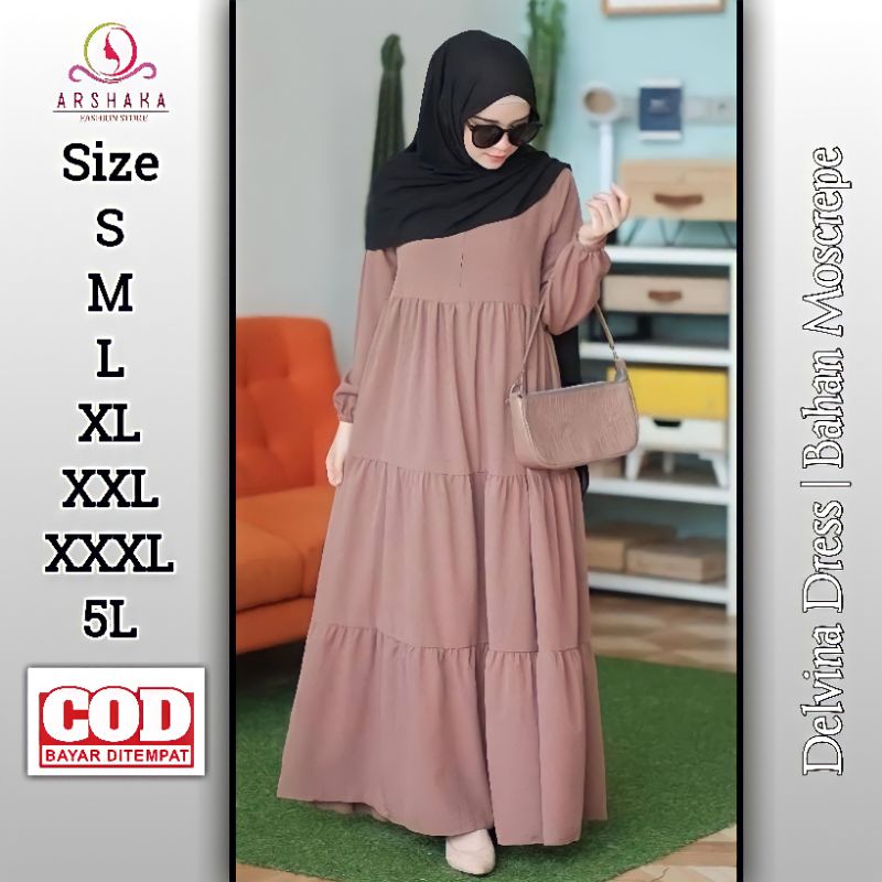 Gamis SANDIRA | S M L XL XXL XXXL 5L | Maxi Dress Baju Gamis Syari Polos Wanita Muslim Jumbo Big Siz