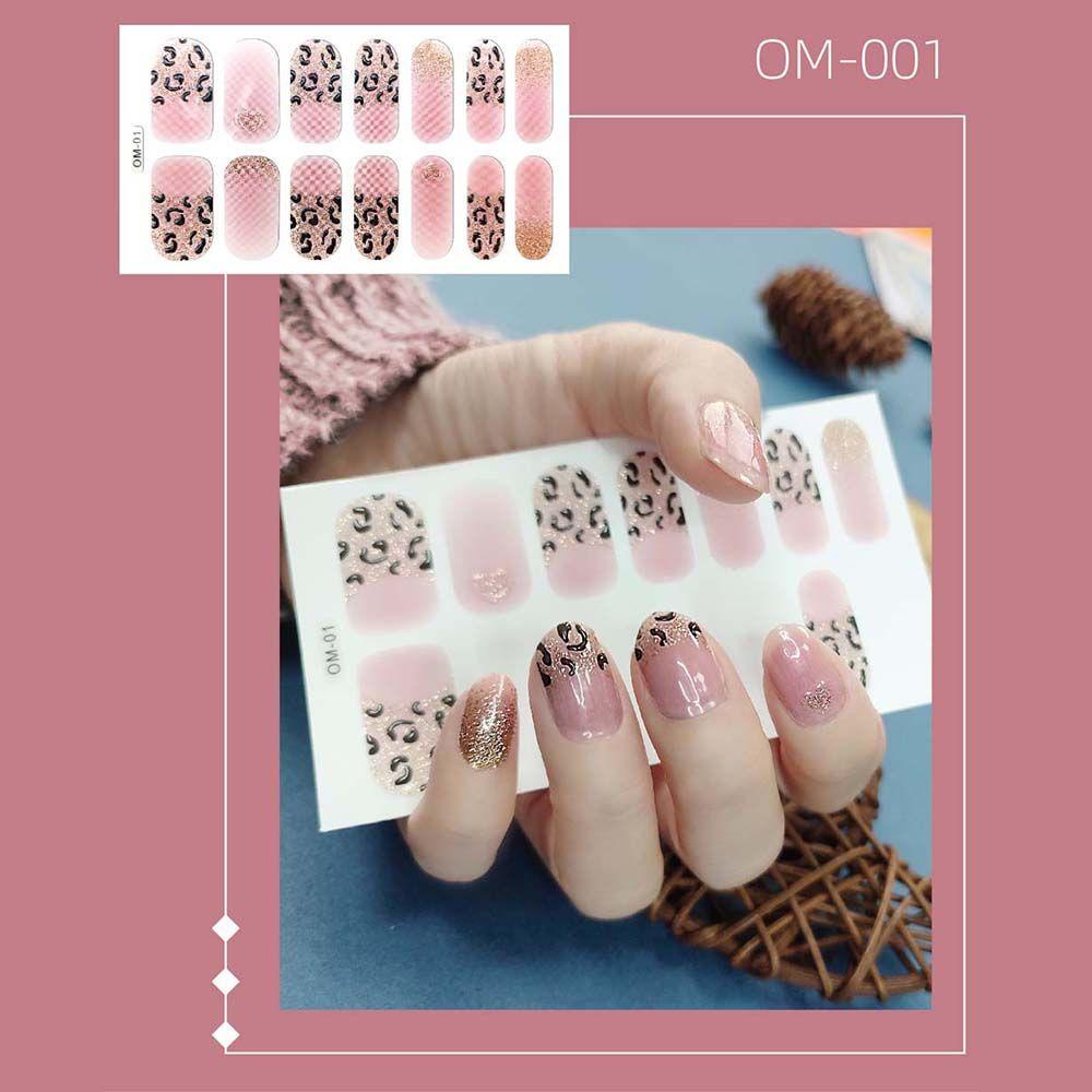 AUGUSTINA Agustina Nail Art Sticker 3D Musim Dingin Gilding Perekat Stiker Leopard Print Nail Art Dekorasi