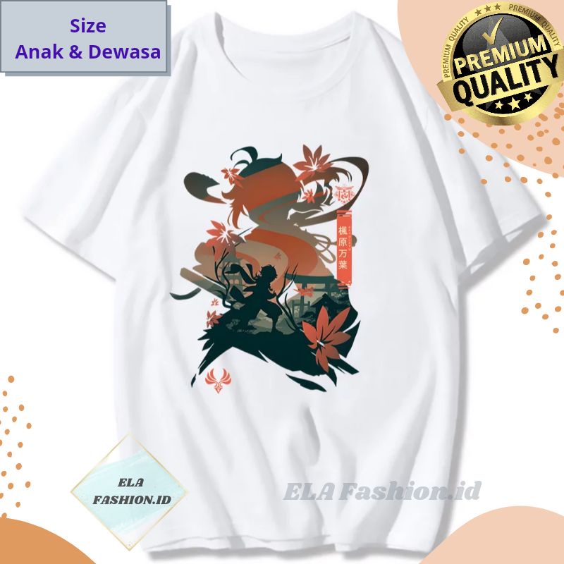 Kaos Genshin Impact Anime Kaedehara Kazuha / Xiao / Venti / Raiden Shogun/ Hu Tao  Anime Jepang