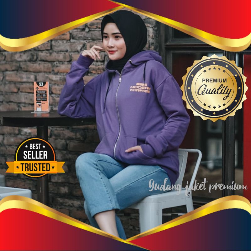 Sweater Wanita Hoodie Zipper Distro Original Genious