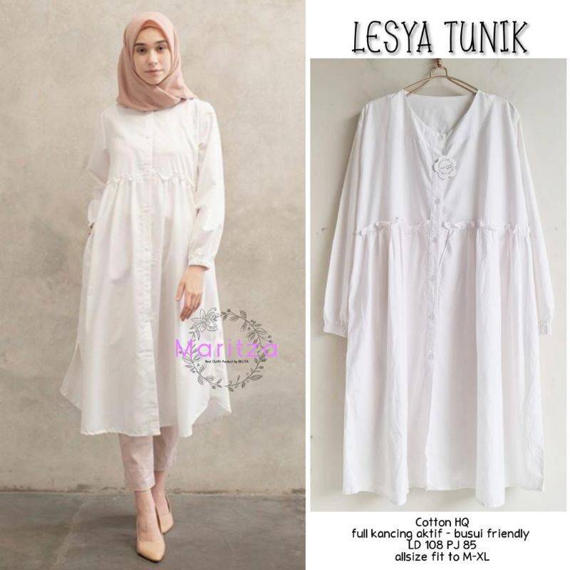 BAJU WANITA PUTIH LESYA TUNIK