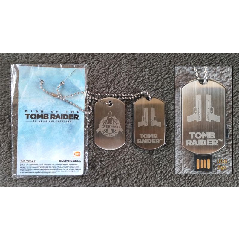 Tomb Raider Logo Gun Desain Liontin Kalung The 20th Anniversary Rantai Manik ( OFFICIAL )