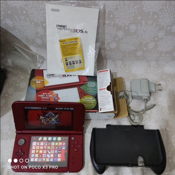 New Nintendo 3DS XL Metalic Red Fullset IPS atas 64GB CFW no minus
