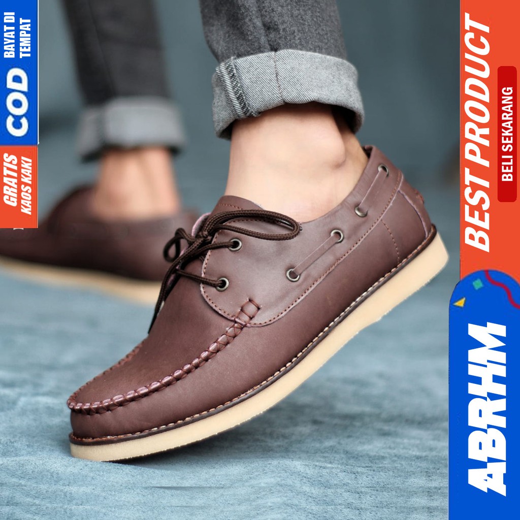 ABRHM x DAVIS Sepatu  Kasual Pria Sepatu Pria Casual Kulit Asli Kerja Cowo/Cowok Ori Santai Sepatu Semi Formal Kuliah Kondangan Gaya keren Kekinian Murah Terlaris