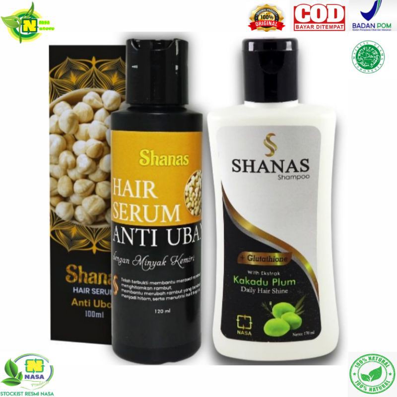 1 paket Serum shanas Anti Uban dan shampo shanas Obat Penghitam Uban / shampo Anti Rontok