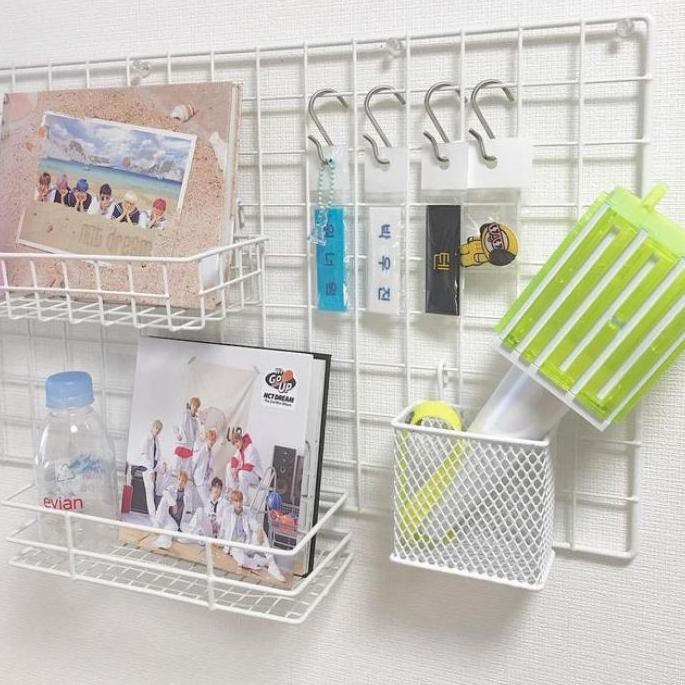 ☈ (SALE) HIJANG PUTIH 52x35 grid wire hiasan dinding besi kotak ➹