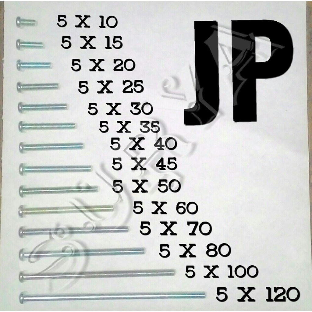 Baut Obeng JP M5 x 120 Obengan + Plus Putih