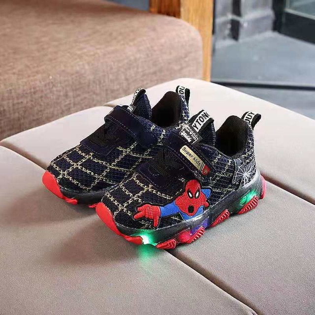 Sepatu sneaker spiderman LED size 21-30