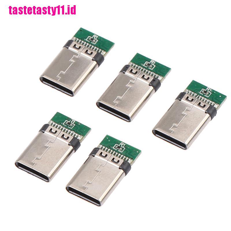 5pcs Konektor Soket Plug Solder USB 3.1 Tipe C Male DIY Untuk PC