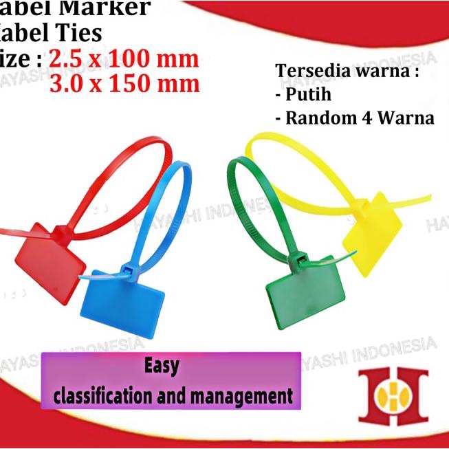 

❄ Kabel Tis Tie Ties Cable Label Maker Marker Name Tag Label Pengikat - 2.5x10cm Warna, Tanpa Bubble