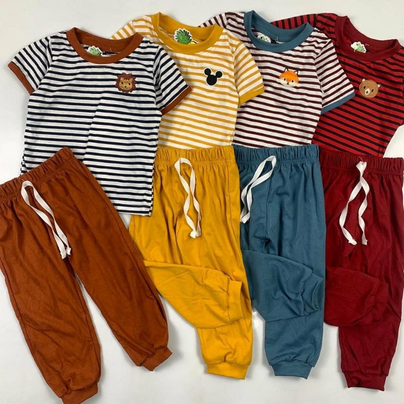 Setelan Piyama Anak Unisex /Setelan Stripe Anak Pineapple Kids/Pajamas Basic Pineapple Kids