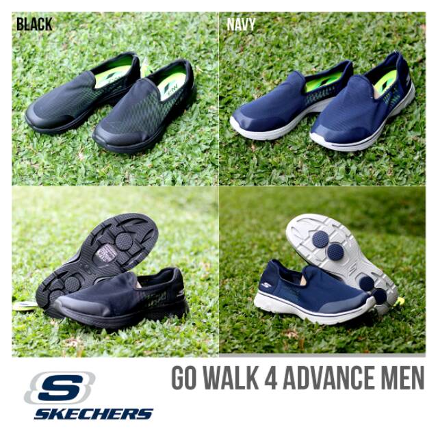 Skechers Go Walk 4 Advance Men - sepatu pria - Navy - Black - Original