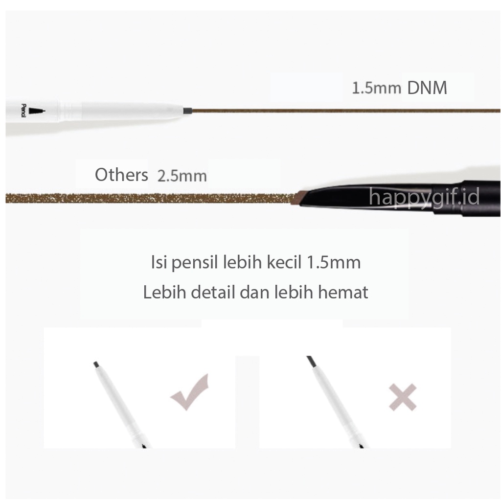 DNM Eyebrow Pensil Alis Original 1,5mm Kepala Ganda 6 Warna LA052