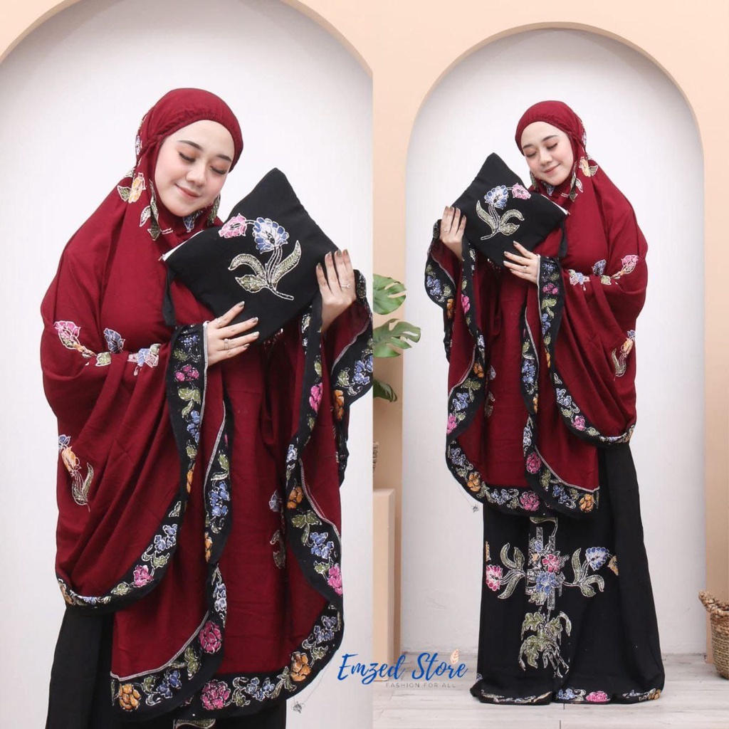 MUKENA BATIK CAP PEKALONGAN BAHAN RAYON SUPER MUKENA DEWASA SIZE JUMBO