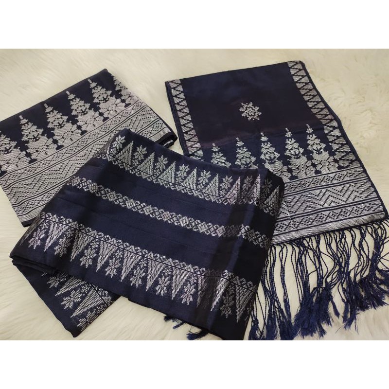 Songket Silungkang navy silver set couple