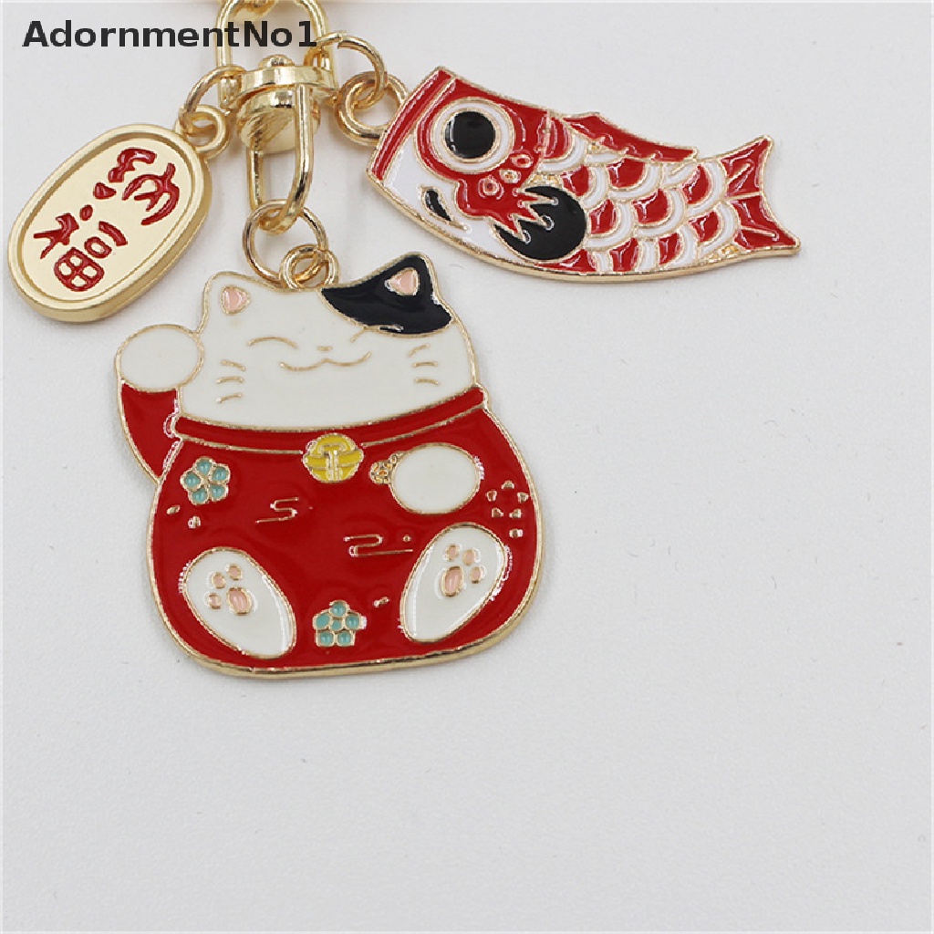 (AdornmentNo1) Gantungan Kunci Bentuk Kucing Keberuntungan Bahan Alloy