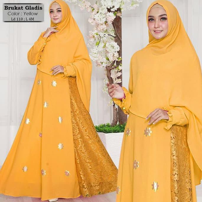 BAJU GAMIS MEWAH / GAMIS SYARI'I SYARI PESTA MEWAH GLADIS KUNING
