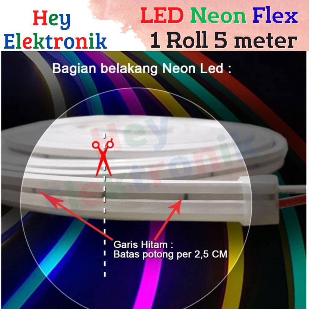 Lampu LED Neon Flex LED Strip Flexible 5 Meter DC 12V IP65