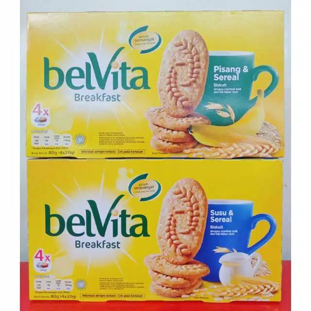 Belvita Breakfast isi*4 80g rasa pisang sereal& susu sereal