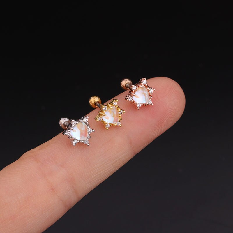 1pc Anting Tusuk Desain Bunga Hias Cz Untuk Wanita