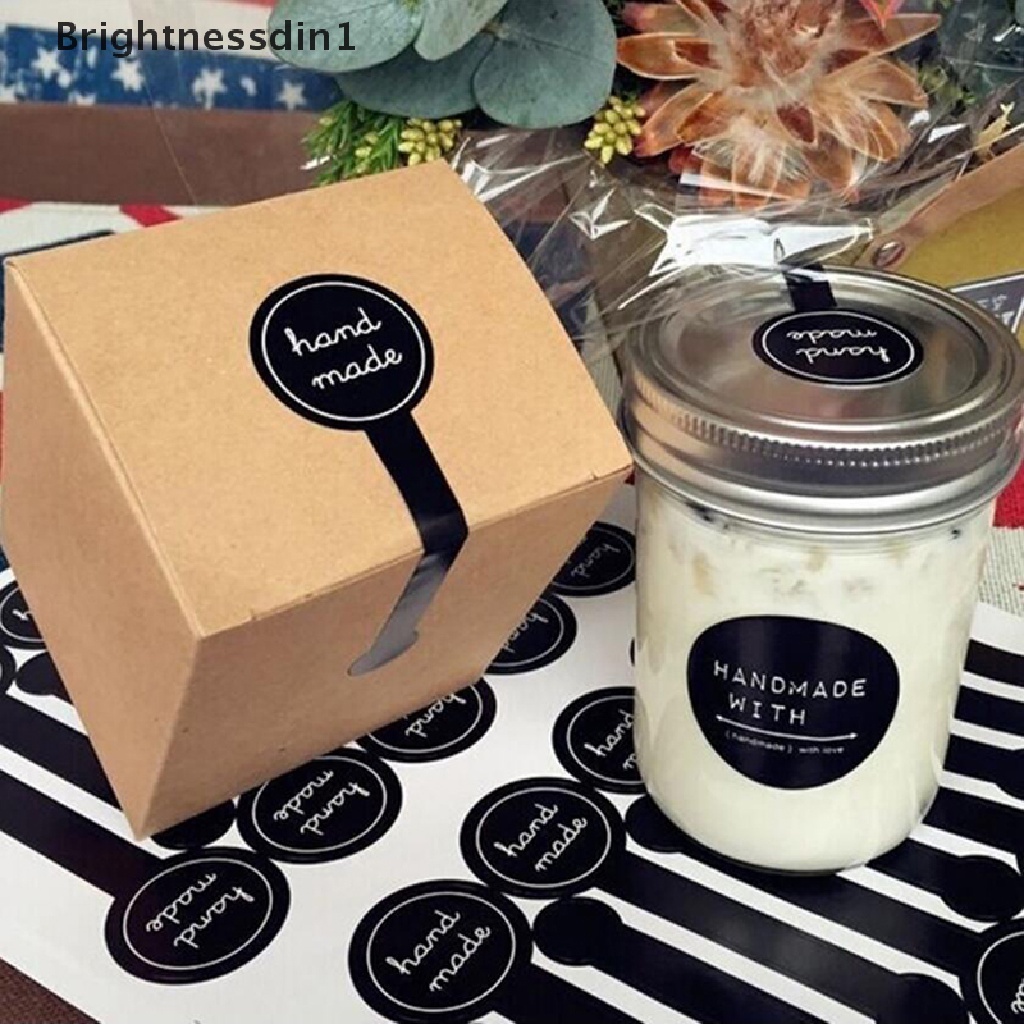 100x Stiker Label Segel Kue Handmade Warna Hitam