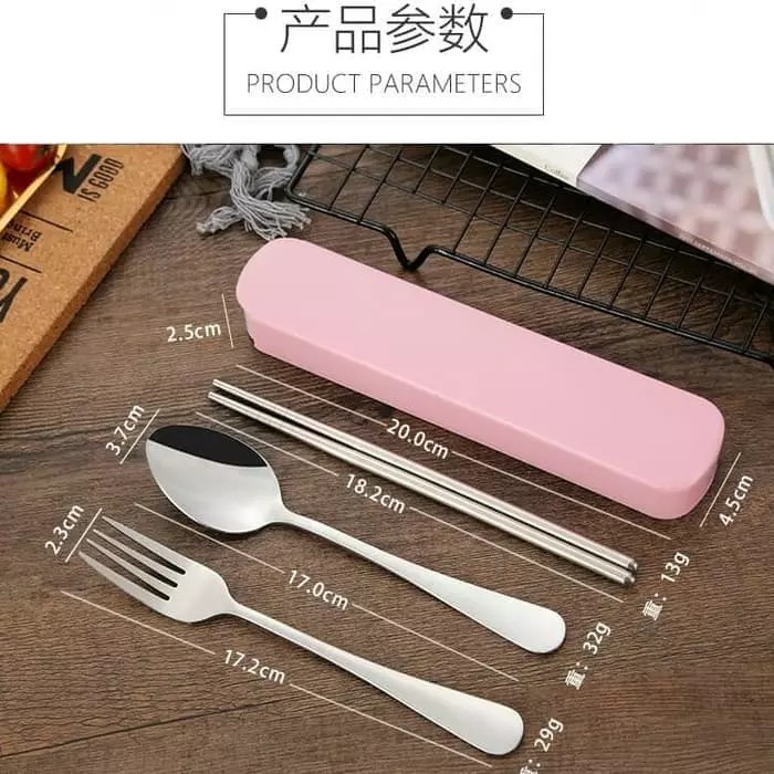 ALAT SET MAKAN SLIDE SENDOK GARPU SUMPIT STAINLESS STEEL