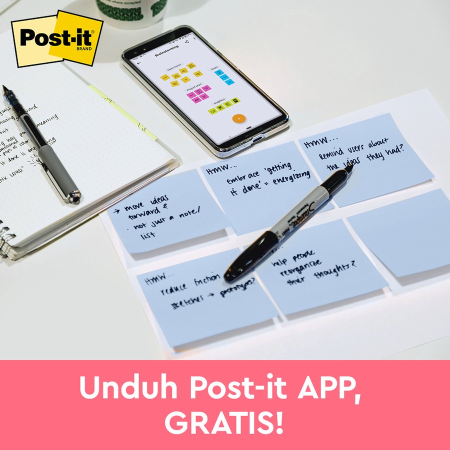 POST IT 3M 654-1CB Original Cloud Blue 76x76 1 Pad 100 Lembar