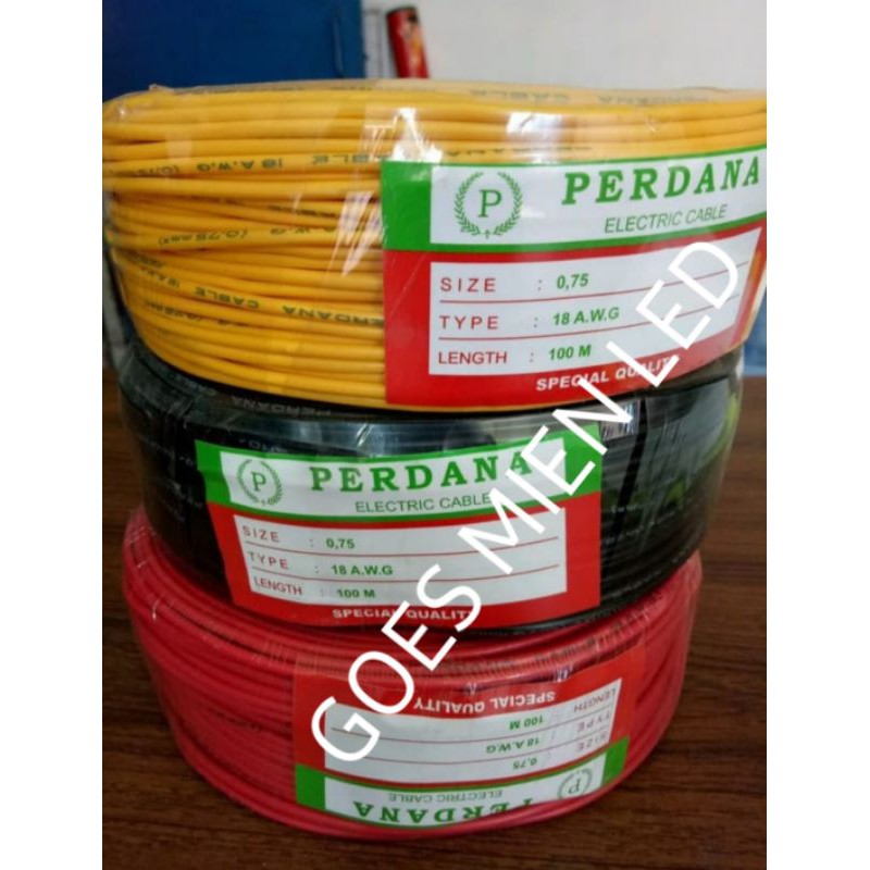 kabel perdana 1 x 0,75 mm panjang 100 meter