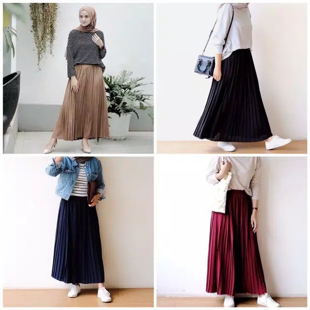 CLEARANCE SALE / ROK PLISKET PREMIUM BAHAN TEBAL/ PRISKET PANJANG/ PLEATED SKIRT/FLARE SKIRT/GOOD QUALITY