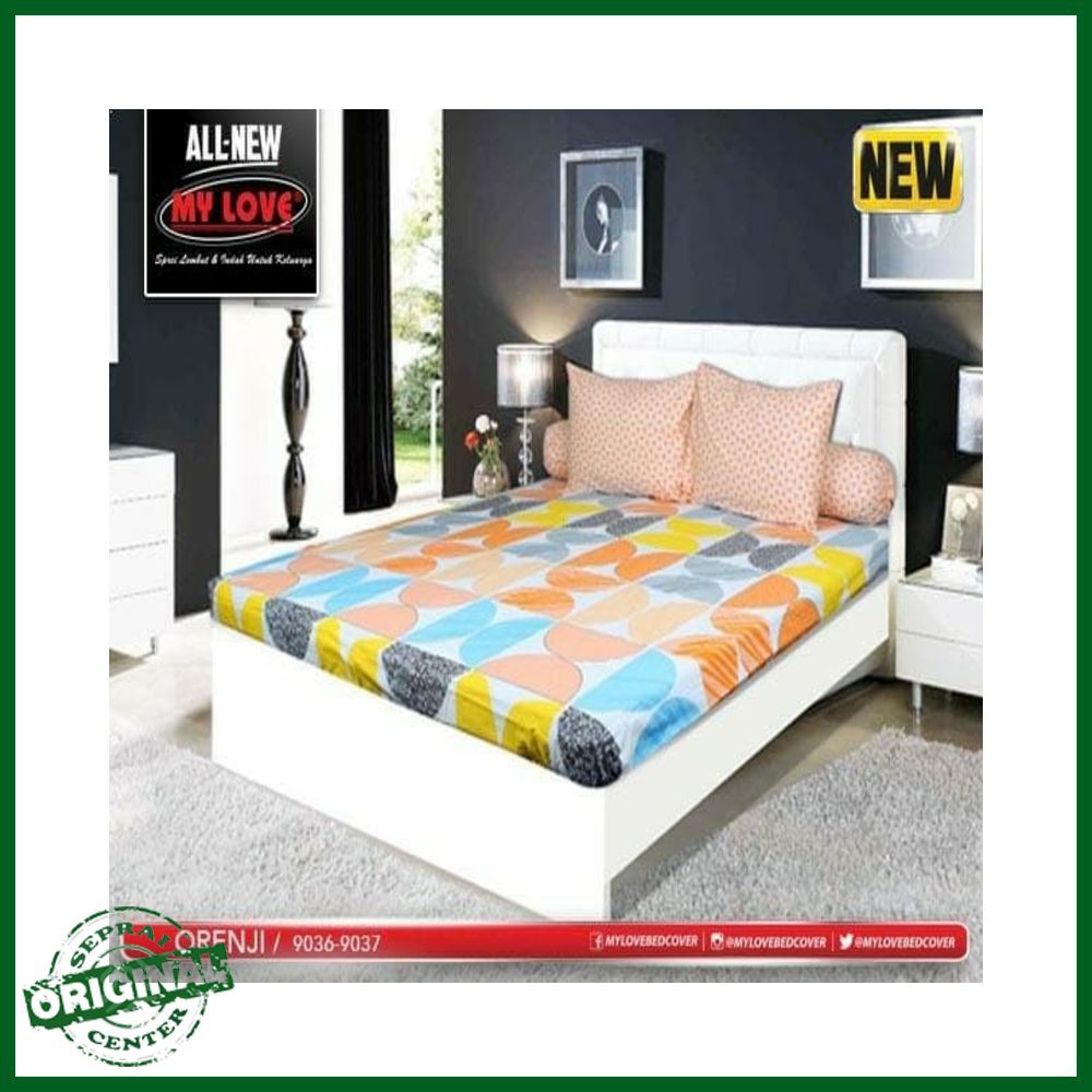 SEPRAI / SPREI MY LOVE ORENJI No.1 KING 180 T30 SEPRAI POLKA LINGKARAN POLKADOT