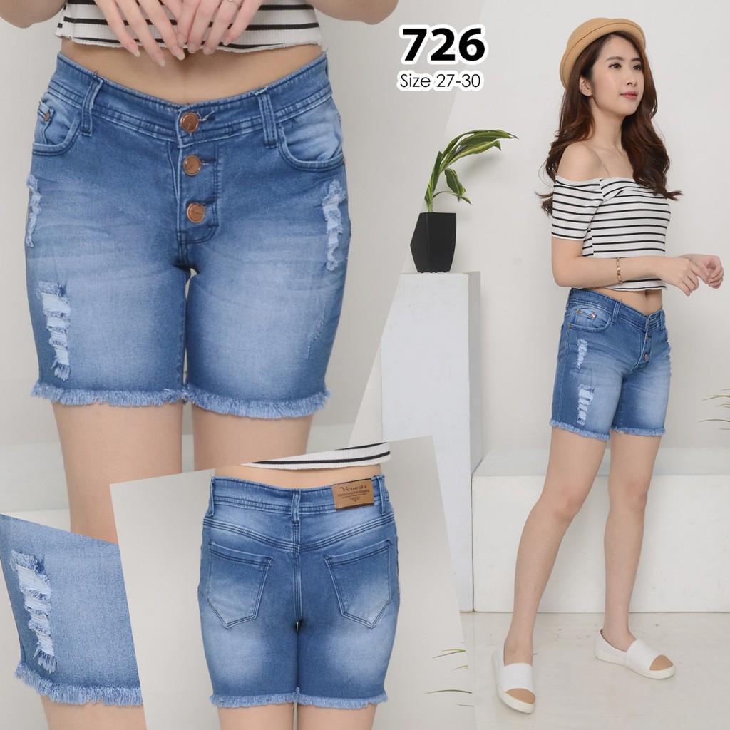 ( Bisa COD ) MC girl Hot Pant Jeans Kancing 3 Rawis Wanita / Hotpants Jeans / Celana Pendek Jeans