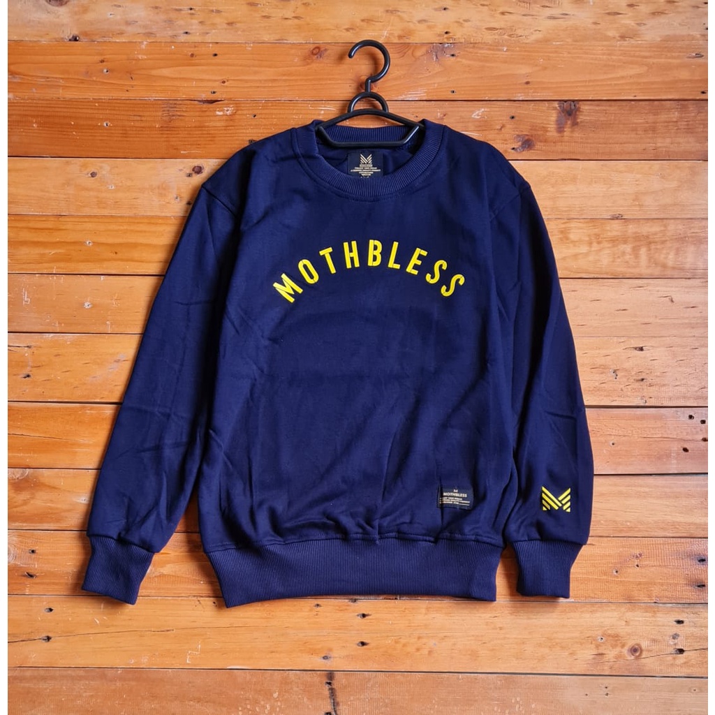 Crewneck Mothbless Sencillo Unisex Cotton Premium Navy