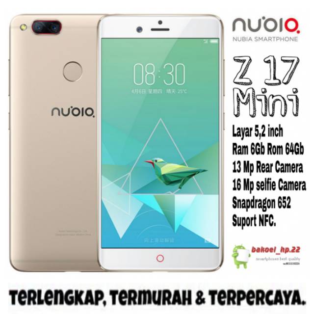 NUBIA Z17 Mini Hight Edition (NX569_EN)
RAM 6 GB / ROM 64 GB
GARANSI RESMI 1 TAHUN