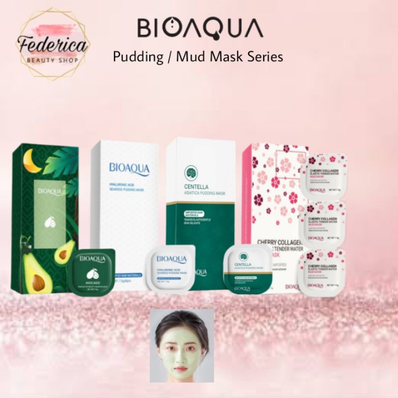 [FEDERICA] ecer BIOAQUA PUDDING MUD MASK / Hyaluronic / Avocado / Centella / Cherry Collagen