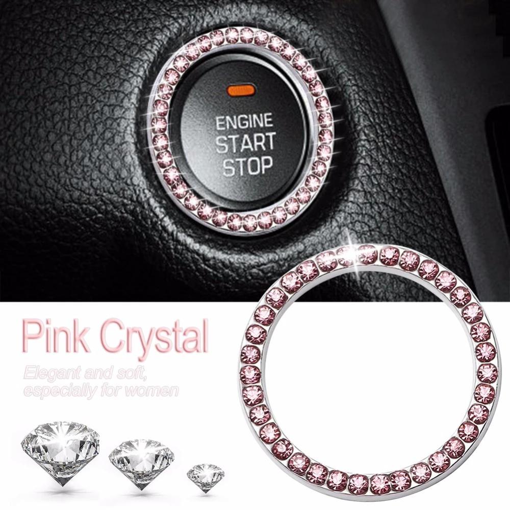 Agustina Car Start Lingkaran Hias Aksesoris Mobil Mobil Lingkaran Trim Cover Berlian Imitasi Cincin Kristal Cincin Berlian Hias