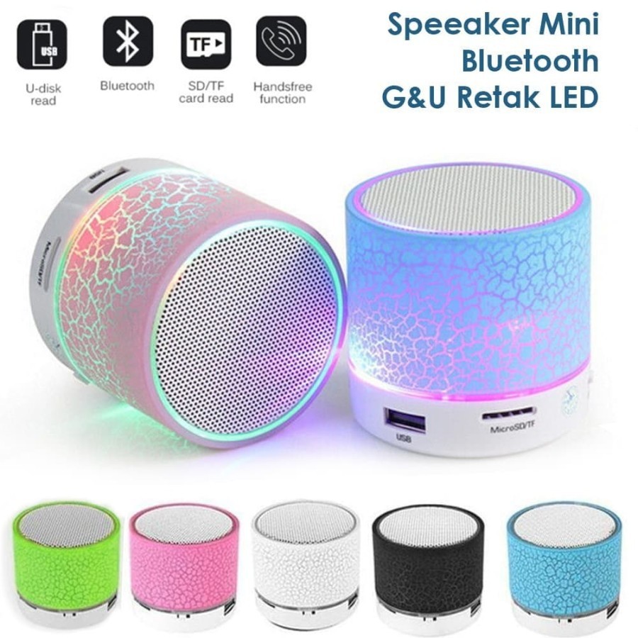 Speaker Mini Bluetooth Portabel Retak Lampu Led Music Box