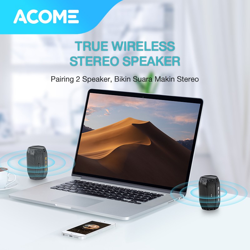 ACOME Speaker Bluetooth 5.0 Hi-Fi Sound TWS 5W Portable A2 Garansi Resmi 1 Tahun-6