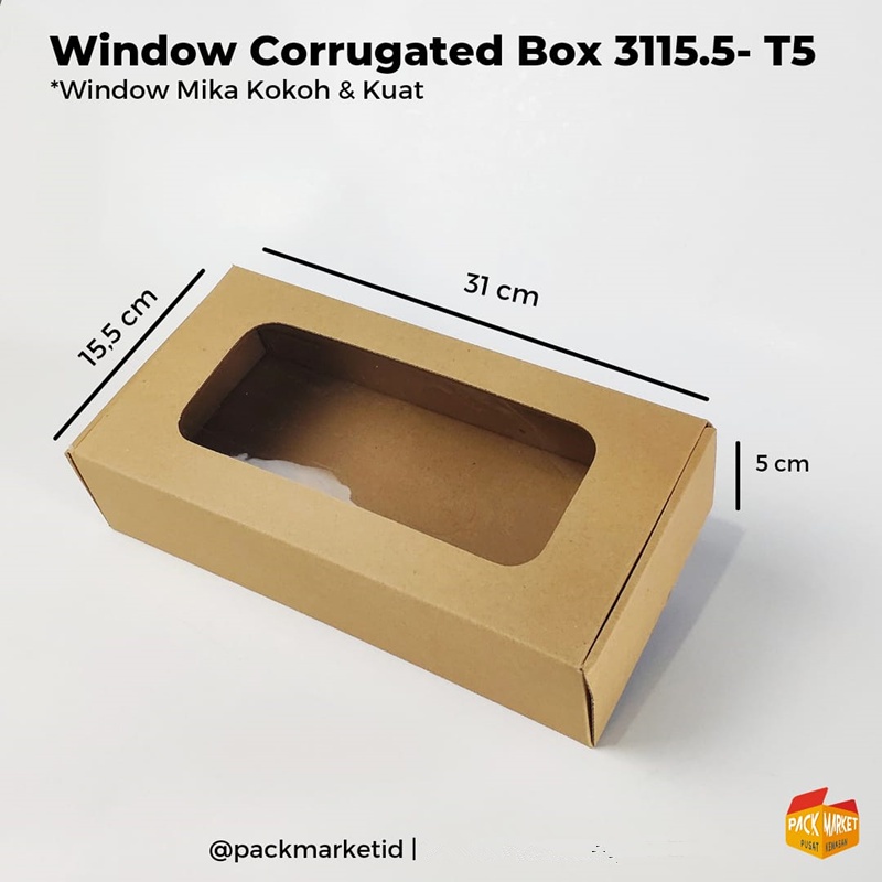 

Window Corrugated Box 31x15,5-T5 cm (Min pembelian 2pc) / kemasan kado / hampers box
