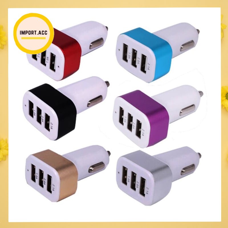 Adaptor Car Mobil Charger Colokan port 3 in 1/ Batok Cas USB HP