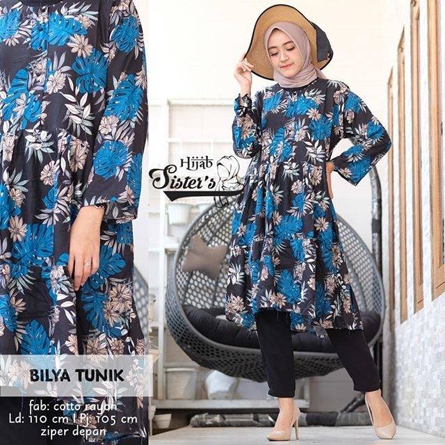 Bilya Tunik Katun Rayon Motif Bunga