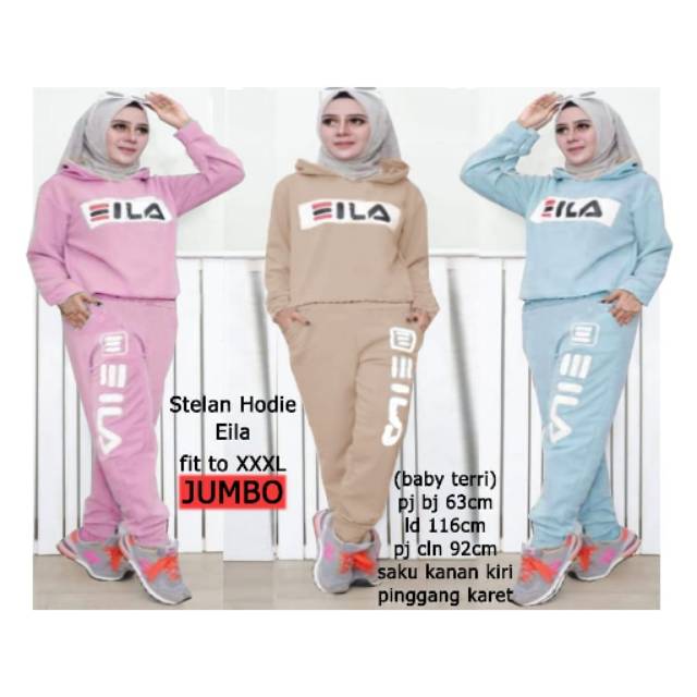 JUMBO set hodie EILA, TRAINING HODIE WANITA CANTIK JUMBO BAHAN BABYTERRY LD 116 TERMURAH TERLARIS