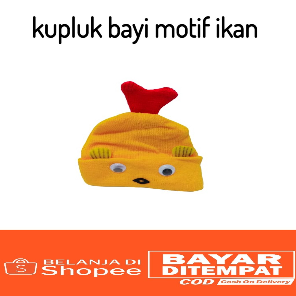 kupluk bayi motif ikan lucu imut baby hat rajut_PURANGSAKATO SHOP