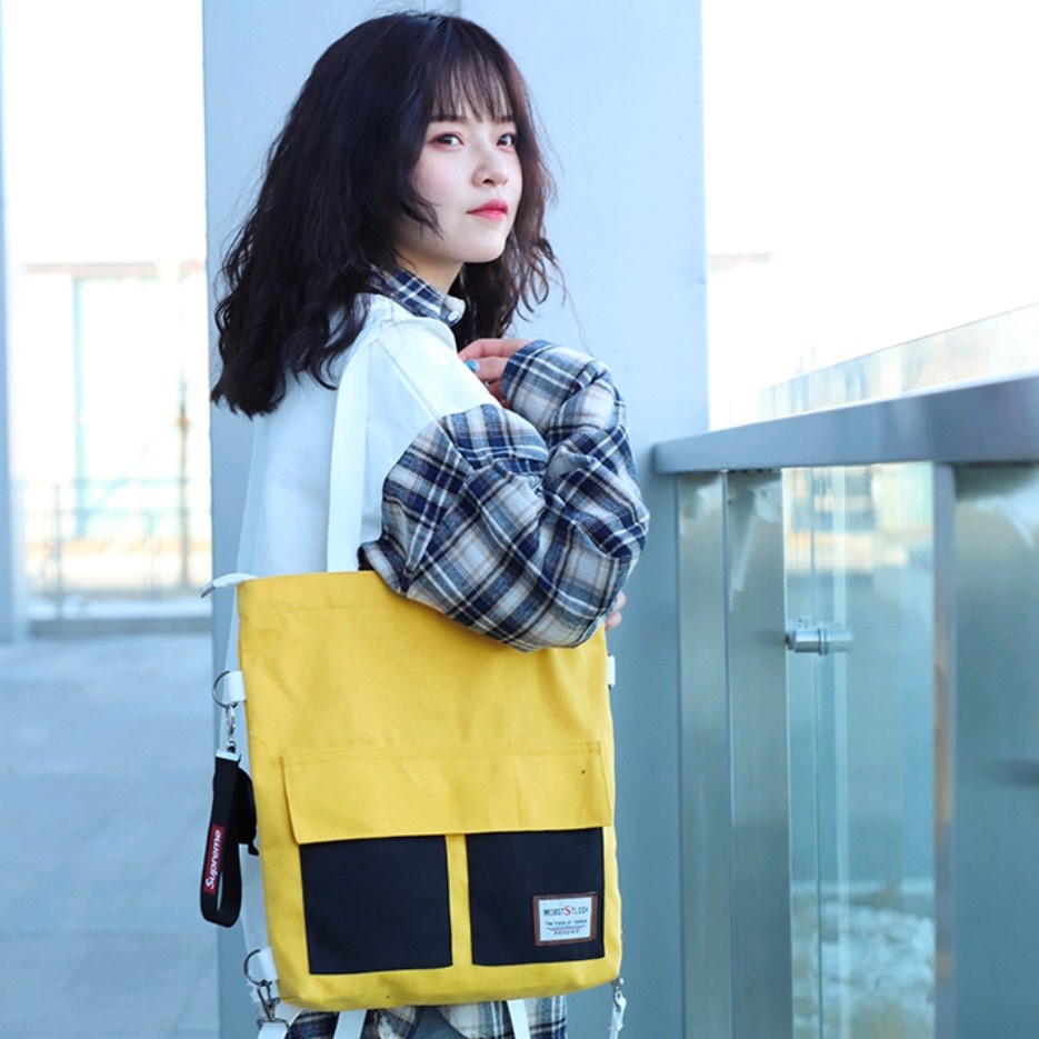 Twenty Bag - Tas Tote Bag Wanita Resleting Terbaru 2022 Aesthetic Kekinian Motif Carakter LIVING SAKURA Korea Style Multifungsi