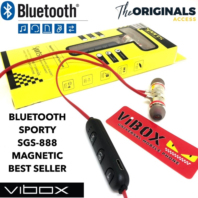 HANDSFREE HEADSET EARPHONE WIRELESS MAGNET SPORT SGS-888 BISA COD MURAH