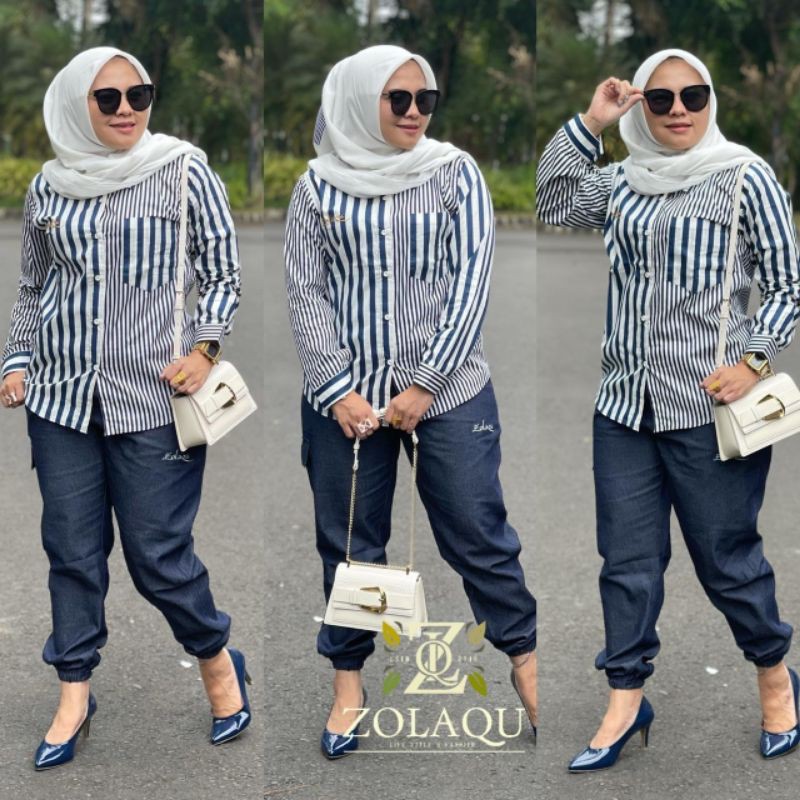 Set Kemeja Navy ZLQ ZOLAQU Original